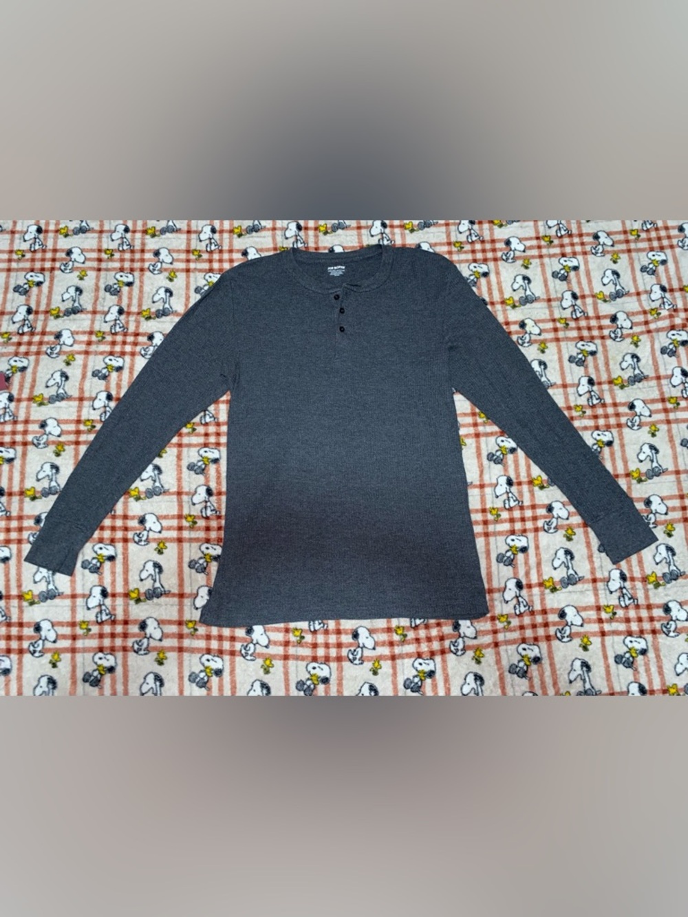 Joe Boxer Charcoal Gray Waffle Knit Henley